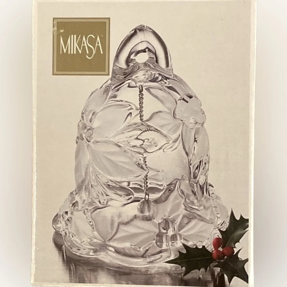 Vintage Mikasa festive poinsettia fine frosted and clear crystal bell German